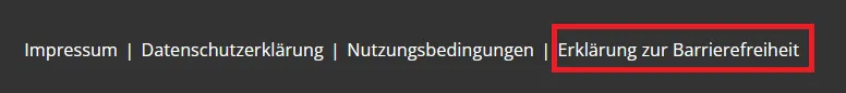 Footer, Menüpunkt Barrierefreiheit
