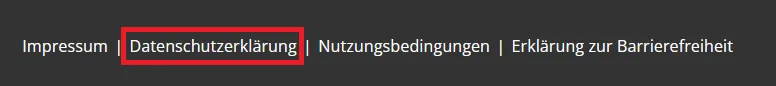 Footer, Datenschutzerklärung
