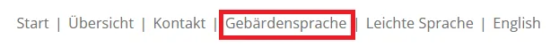 Servicemenü, Gebärdensprache