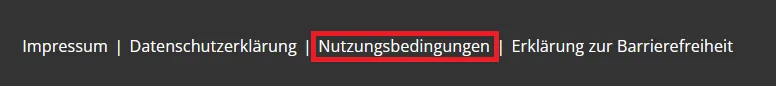 Footer, Nutzungsbedingungen